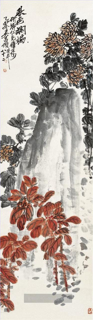 Wu cangshuo chrysanthemum und alte China Tinte aus Stein Ölgemälde